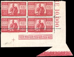 1946 - 100 lire Democratica, I lastra, dent. ... 