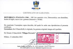 1946 - 100 lire carminio vivo ... 