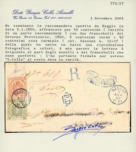 1860 - 40 cent. rosa carminio, 5 ... 