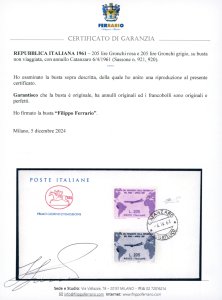 1961 - 205 lire Gronchi rosa e 205 ... 