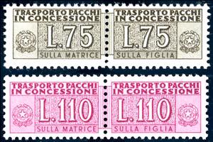 1955 - 75 lire e 110 lire, filigrana stelle ... 