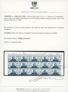 1951 - 60 lire Verdi, dent. 14 x ... 