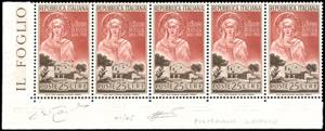 1953 - 25 lire Santa Chiara, striscia ... 