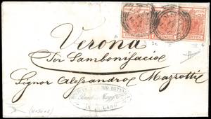 1851 - 15 cent. rosso vermiglio, I tipo, 15 ... 