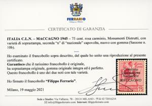 MACCAGNO 1945 - 75 cent. Monumenti ... 