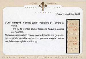 MANTOVA 1945 - 1,90 lire su 10 ... 