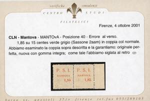 MANTOVA 1945 - 1,85 lire + 15 ... 
