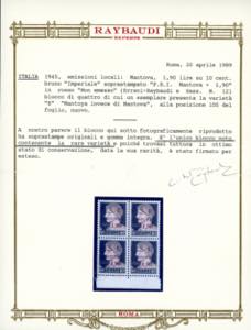 MANTOVA 1945 - 1,90 lire + 10 ... 