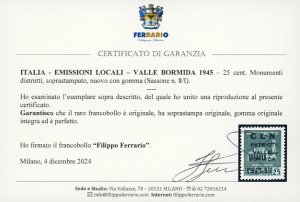 VALLE BORMIDA 1945 - 25 cent. ... 