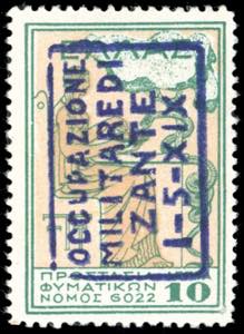 ZANTE 1941 - 10 l. Beneficienza, scritta ... 