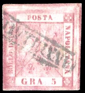1859 - 5 grana carminio rosa, II tavola (9), ... 