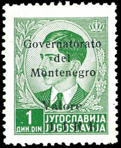 MONTENEGRO 1942 - 1 din. verde giallo, ... 