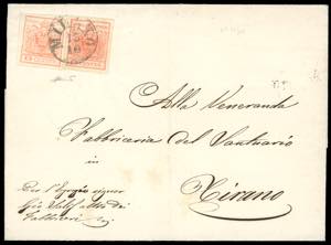 1852 - 15 cent. rosso, III tipo, carta a ... 