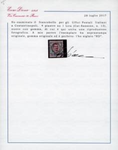 COSTANTINOPOLI 1908 - 4 piastre su ... 