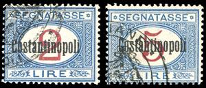 COSTANTINOPOLI SEGNATASSE 1922 - 2 e 5 lire ... 