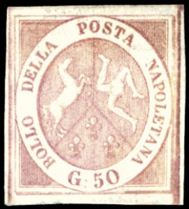 1858 - 50 grana rosa brunastro (14), nuovo ... 