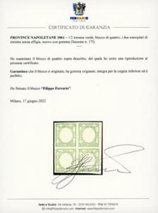 1861 - 1/2 tornese verde, blocco ... 