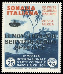 SERVIZIO AEREO 1934 - 25 cent. soprastampato ... 