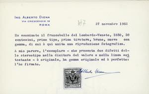 1850 - 30 cent. bruno, I tiratura ... 