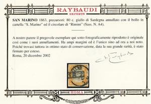 1863 - 80 cent. giallo (Sardegna ... 