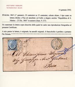 1865 - 20 cent. su 15 cent. Ferro ... 