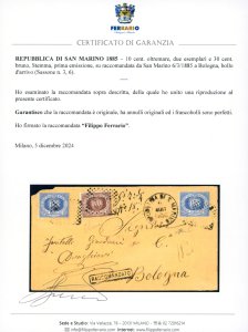 1885 - 10 cent. oltremare, due ... 