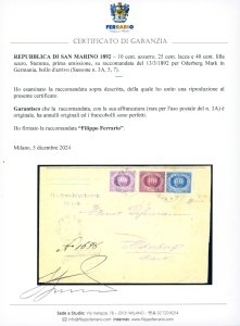 1892 - 10 cent. azzurro, 25 cent. ... 