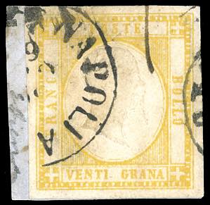 1861 - 20 grana giallo (23), usato su ... 