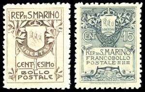 1910 - Stemma, fondo giallo, serie completa ... 