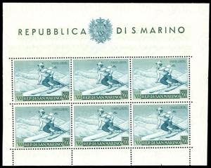 1953 - 200 lire Sciatrice, foglietto (15), ... 