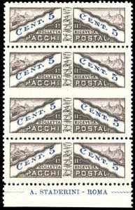 1928 - 5 cent. striscia verticale di quattro ... 