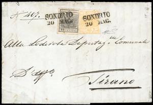 1851 - 5 cent. giallo ocra, 10 cent. nero, ... 