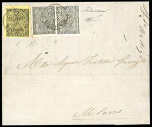 1857 - 5 cent. giallo arancio, 10 cent. ... 