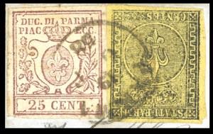 1858 - 5 cent. giallo, prima ... 