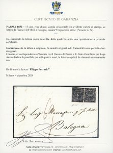 1852 - 15 cent. rosa chiaro (3a), ... 
