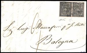 1852 - 15 cent. rosa chiaro (3a), coppia ... 