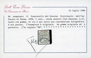 1859 - 5 cent. verde azzurro (12), ... 