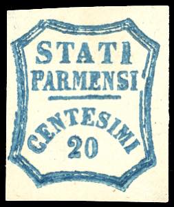 1859 - 20 cent. azzurro (15), nuovo, gomma ... 