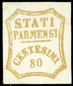 1859 - 80 cent. bistro oliva (18), gomma ... 