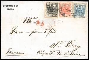 1858 - 10 cent. nero, 15 cent. rosso ... 