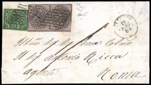 1863 - 1/2 baj lilla rosa, coppia verticale, ... 