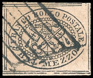 1864 - 1/2 baj violetto grigio (1A), otto ... 