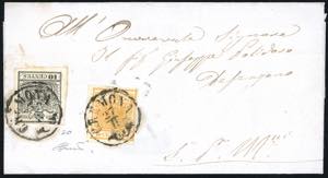 1858 - 10 cent. nero, carta a macchina, 5 ... 
