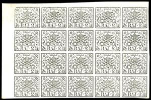 1867 - 2 baj bianco (3A), blocco di 20 ... 