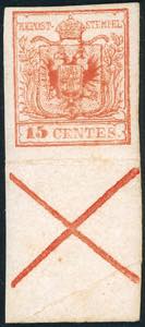1854 - 15 cent. rosso vermiglio chiaro, ... 