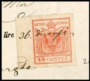 1856/58 - 15 cent. rosso ... 