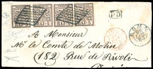 1852 - 5 baj rosa chiaro, quattro esemplari, ... 