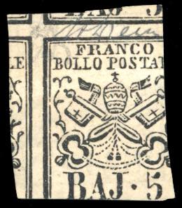 1852 - 5 baj rosa chiaro, stampa recto-verso ... 