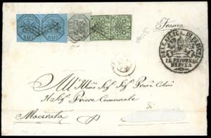 1856 - 7 baj azzurro, due esemplari, 6 baj ... 