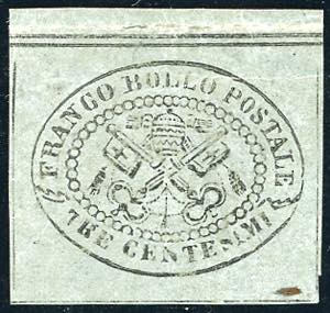 1867 - 3 cent. grigio (15), bordo di foglio ... 